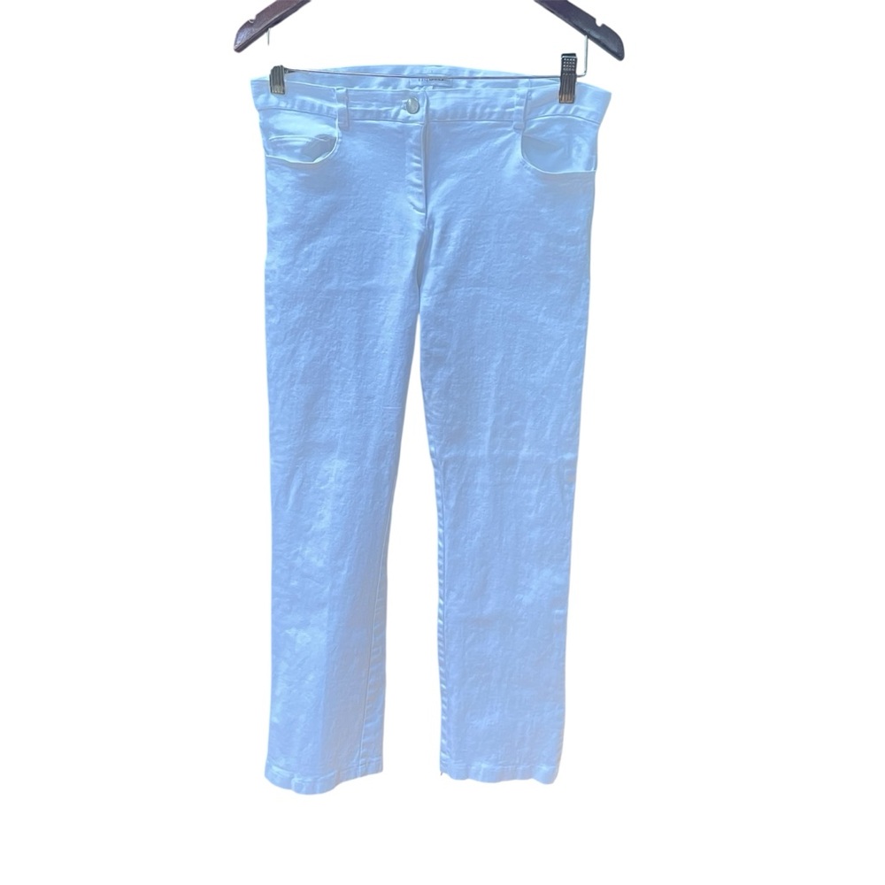 Liquid Stretch White Straight-Leg Cotton Blend Vintage Normcore Neutral Jeans 10